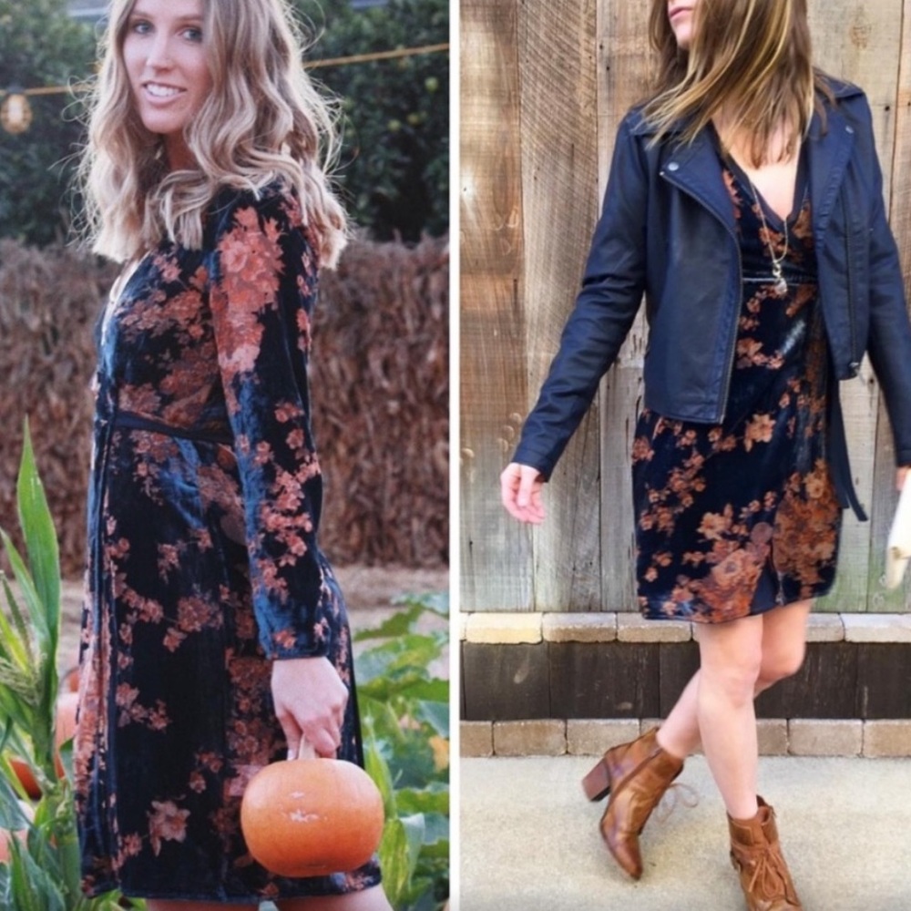 Anthropologie Velvet Burnout Wrap Dress - Picture 2 of 6